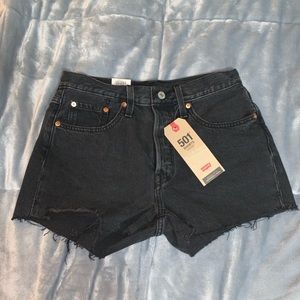 black levis 501 high waisted jean shorts